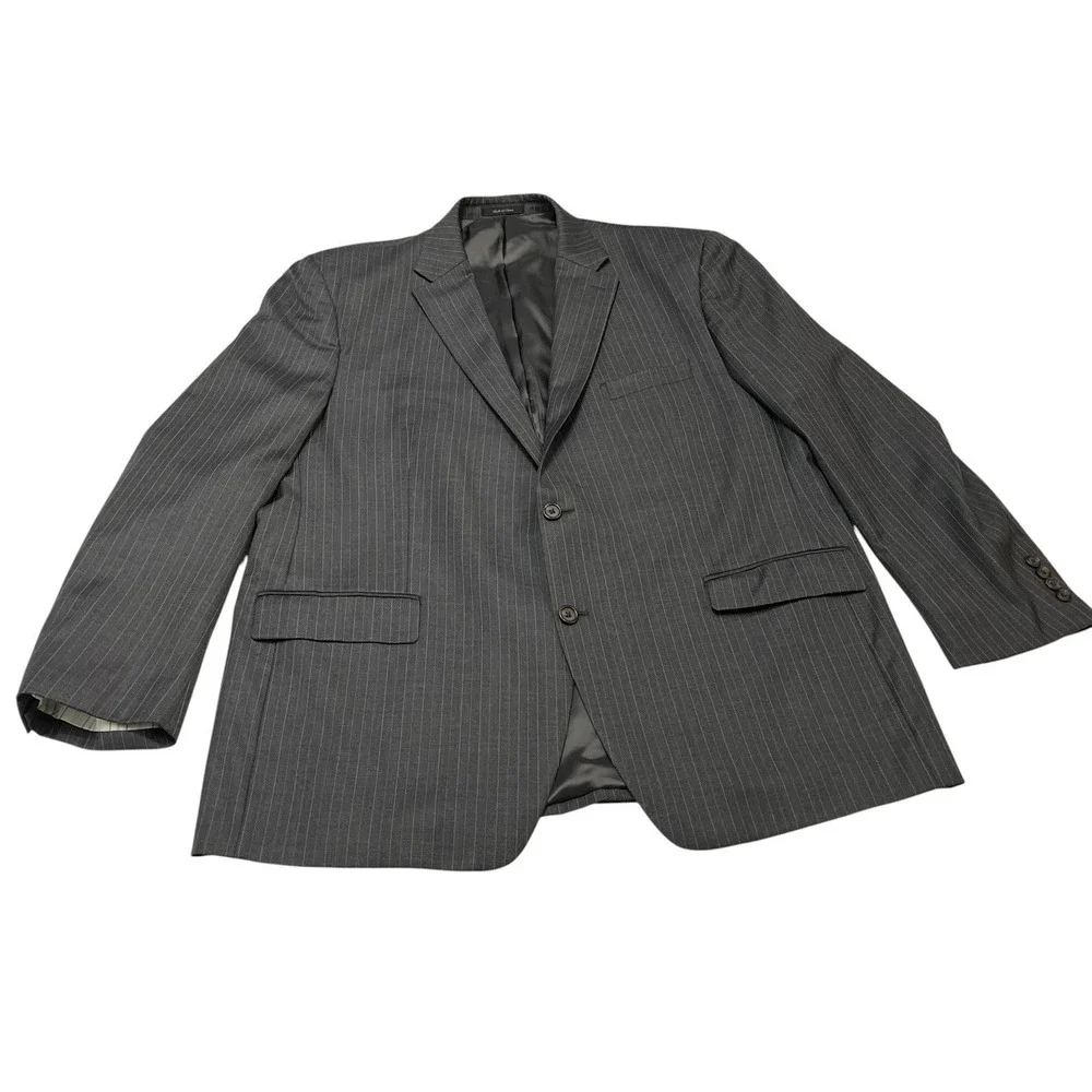 Lauren Ralph Lauren Blazer Jacket Gray Striped Wool Sport Coat 50R Office Career
